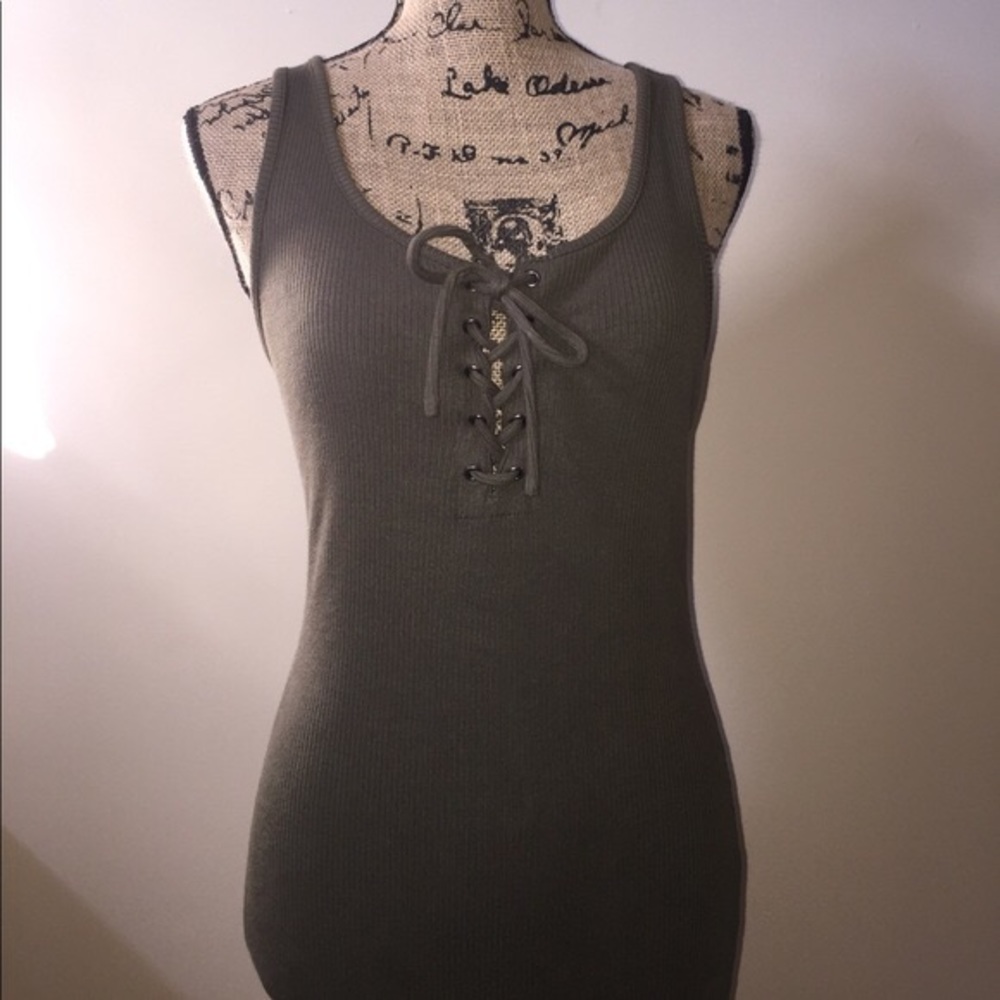 Olive Lace Up Dress